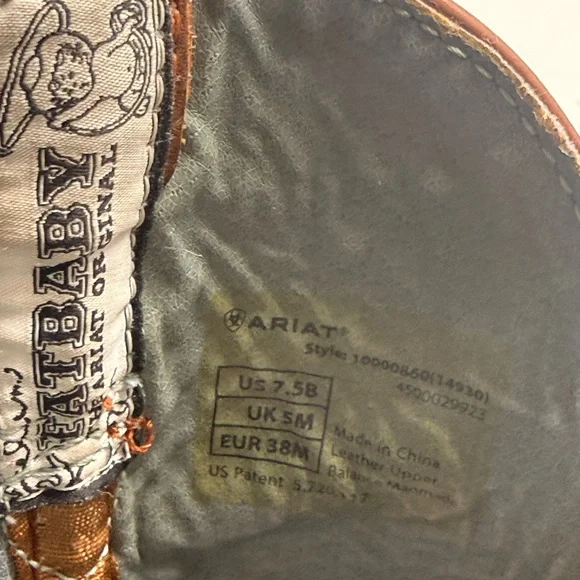 Ariat Fatbaby Saddle Cowboy Boots 7.5B Brown Cowgirl Western Rodeo Pull On - Picture 9 of 11